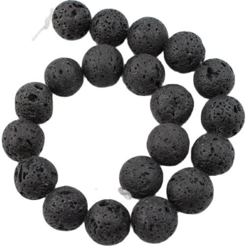 B0005 20mm Natural Black Volcanic Lava Gems Stone Faceted Round Beads 15'' Strands Jewelry Making DIY
