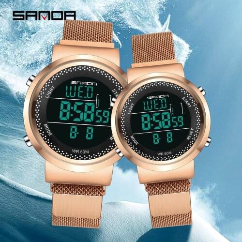 SANDA Lover Watches Men Women Fashion Couple Dress Digital Watches Sports Clock Waterproof Relogio Masculino