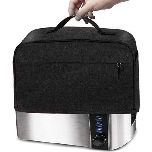 2/4 Slice Toaster Cover with Pockets, Can Hold Jam Spreader Knife & Toaster Tongs, Dust and Fingerprint Protection