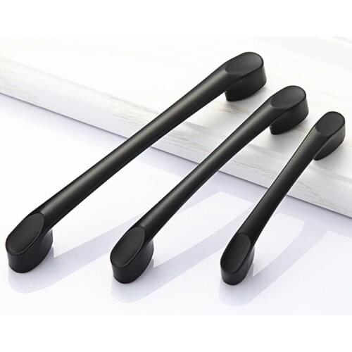 Aluminum Alloy Black Cabinet Handles American style Kitchen Cupboard Door Pulls Drawer Knobs Fashion Furniture Hardware