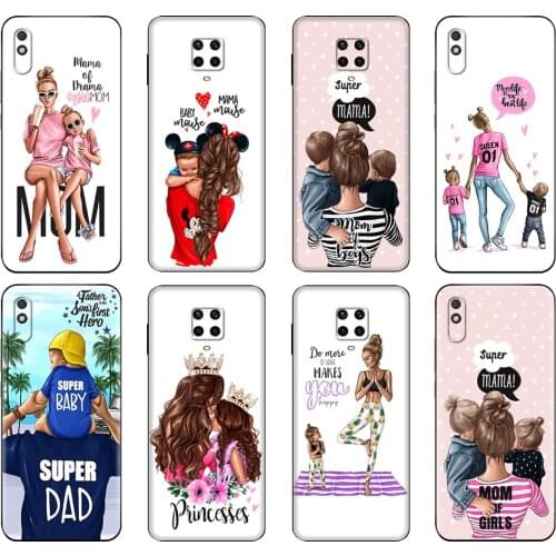 Black tpu Case For Xiaomi Redmi 7A 8 8A 9 9A 9C Case Redmi Note 8T 8 Pro T Note 9 9S 9 Pro Case Baby mom Girl and Boy