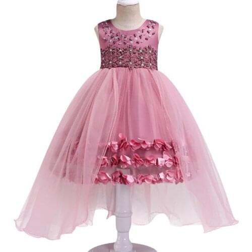 High grade Kids clothes Children Wedding Dress Red Kids Dresses For Girls Princess Dress Summer Chiffon Wedding Dresses Children