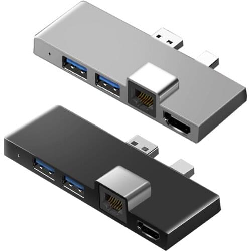For Microsoft Surface Pro 5 4 3 Docking Station Hub with 4K HDMI Compatible TF Card Reader Gigabit Ethernet 2 USB 3.1 Gen 1 Port
