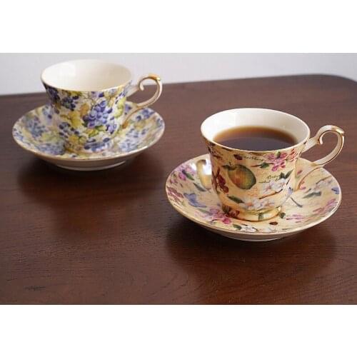 European Phnom Penh antique palace style ceramic afternoon tea coffee cup set with English black tea cup