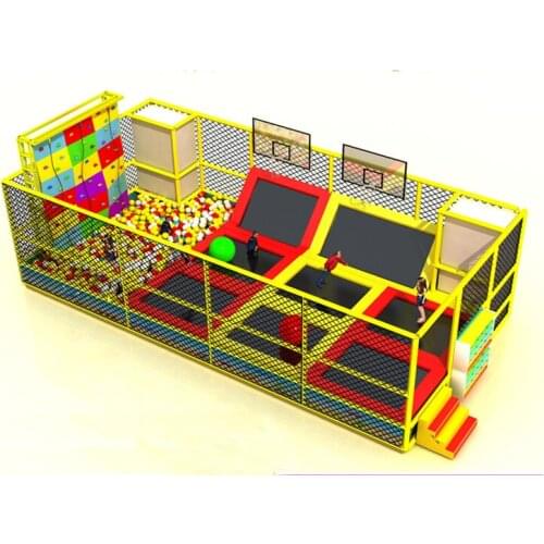 Fitness trampoline park combo ball pool and rocking climbing all in one for the children indoor playground jump bed YLW-BT190326