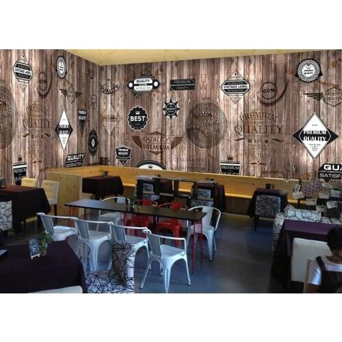 Graffiti murals personality nostalgic retro theme cafe tea shop KTV bar gray wallpaper Wallpaper