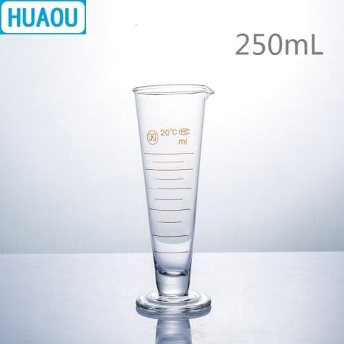 HUAOU 250mL Graduate Short Lines with Spout Measuring Cup Cylinder Laboratory Chemistry Equipment