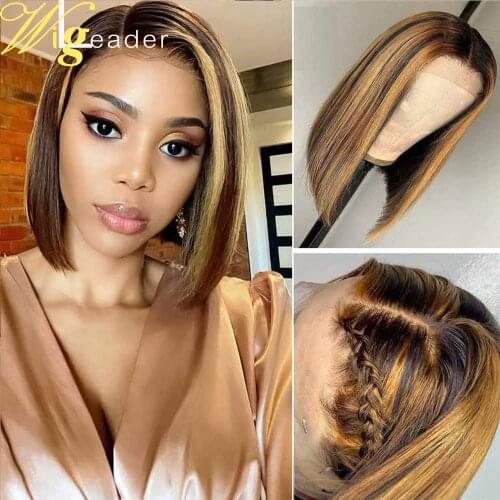 Short Bob Cut Human Hair Lace Front Wigs Preplucked 13x6 Lace Frontal Wigs highlight Bob 150% Remy Hair Lace Wigs With Baby hair