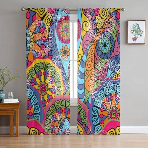 Paisley Pattern Colorful Art Tulle Curtains For Living Room Bedroom Transparent Tulle Curtains Window Drapes Sheer Curtain