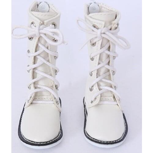 BJD doll shoes are suitable for a quarter of fashion versatile high top lace-up boots atmospheric military boots black and white
