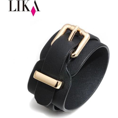 LIKA 2020 Great Deal Simple Leather Buckle Women PU Bracelet Adjustable Strap Bangle Vintage Unisex Bracelet Jewelry Gift