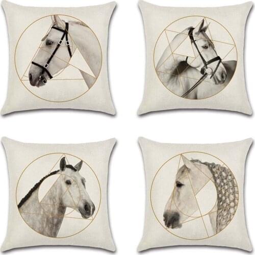 Horse geometric decoration painting Cushion Cover decorative Home sofa chair car seat friend kids living room gift pillowcase