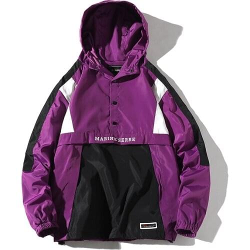 Men Harajuku Patchwork Jackets Coats 2019 Japanese Streetwear Vintage Windbreaker Korean Hooded Bomber Jackets