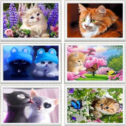 40*30cm DIY 5D Diamond Mosaic Cartoon Cats Handmade Diamond Painting Cross Stitch Kits Diamond Embroidery Patterns Rhinestones