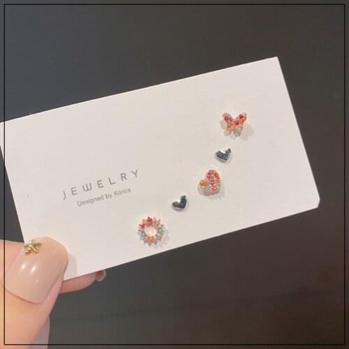 LANIWOO Colorful Stud Earring Set 2021 New Fashion Jewelry For Sweet Girls Wholesale Accessory
