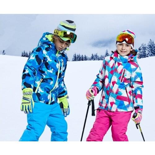 New big brand Boys/Girls Ski Suit Waterproof Windproof Snow Pants+Jacket a Set of Winter Sports Child Thickened Clothes