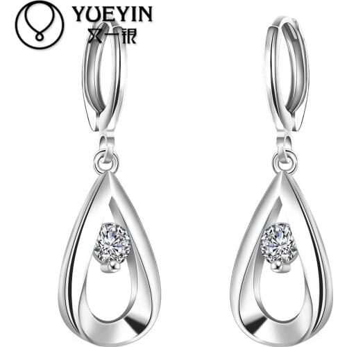 Wholesale Silver plated Dangle Earrings for Women Wedding Jewelry Long Earrings Factory Price Zircon Jewelry E614