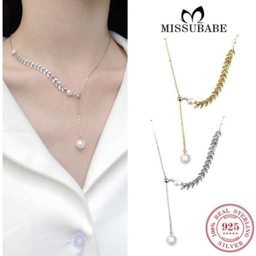 925 Silver Chokers Necklaces Ear Of Wheat Leaves Chains Plant Trendy New Fashion High Quality Pearl Jewelry For Women Girls Lady