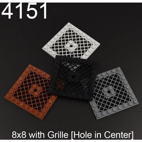 4PCS 4151 Plate Special 8x8 with Grille [Hole in Center] Building block accessories parts MOC DIY Education Build Toys Brick