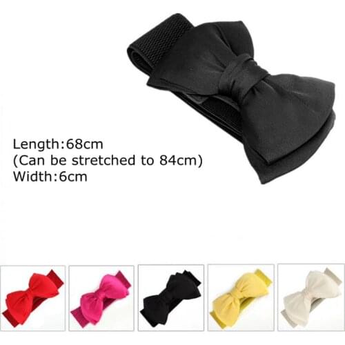 Summer Elegant Sweet Big Bow Waistband Elastic Wide Dress Stretch New Designer Belts for Women Vintage Girls Cinch Belt