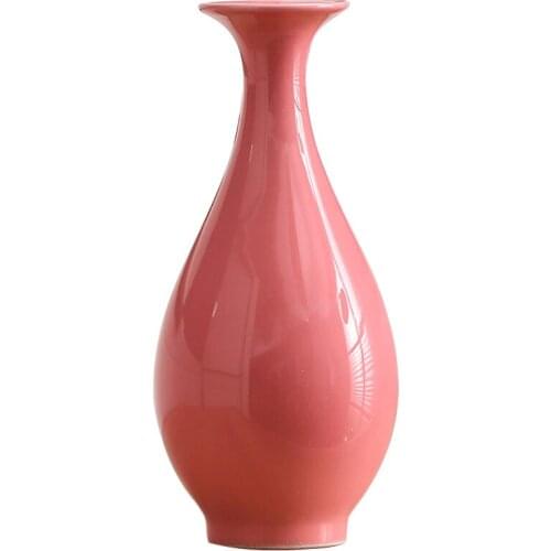 Pink antique Vase Jingdezhen Black Porcelain Crystal Glaze Flower Vase Home Decor Handmade Shining Famille Rose Vases
