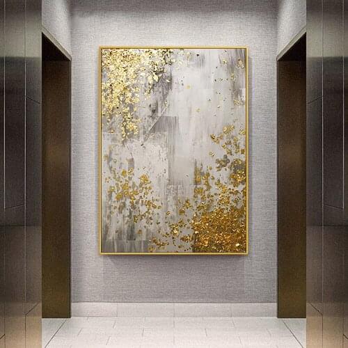 Hand Painted Golden Texture Abstract Canvas Oil Painting Large Wall Art Living Room Bedroom Sofa Background Home Decoration Hot