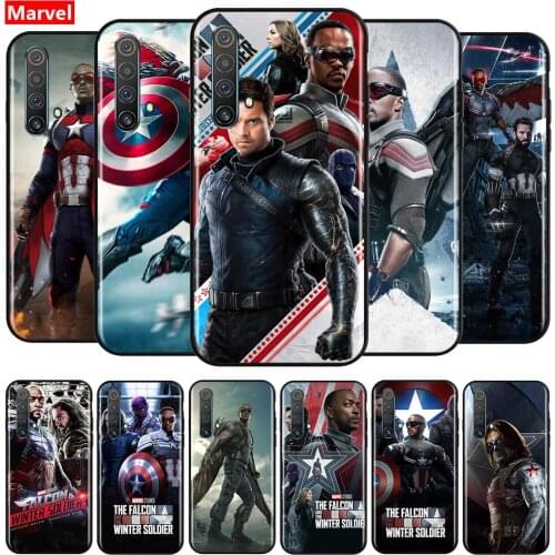 Marvel Winter Ice Falcon For OPPO Reno A 2 3 4 5 Z ACE Z/F/SE/Lite 10 X ZOOM 5 PRO Plus Pro (4G/5G) Black Phone Case