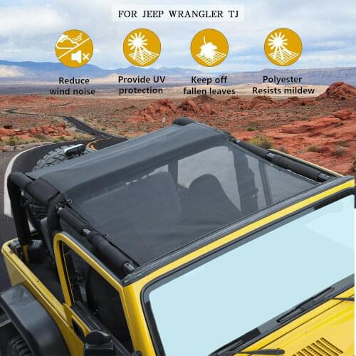 Mesh Shade Bikini Top UV Protection Sunshade Cover For Jeep Wrangler TJ 1997-2006