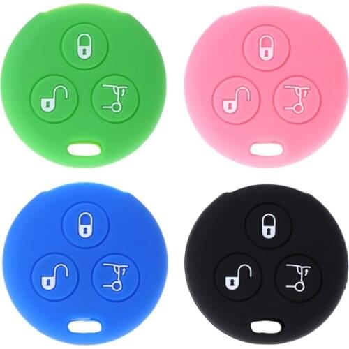 Silicone Car Key Case Cover Fits for Benz Smart City Roadster Fortwo 3 button Dropshipping