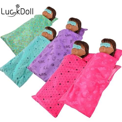 Luckdoll 5pcs/style doll sleeping bag set for 18-inch American doll accessories, best Christmas gift for children