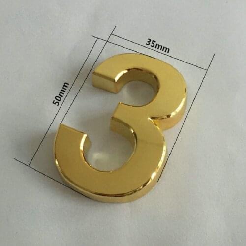 Reflective Silver Gold House Door Car Address Number Digits Numeral Plate Sign Room Gate 0-9 Sticker With Self-adhesive Sticker