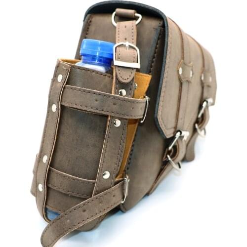 Universal Motorcycle Saddle Bag PU Leather Side Tool Bags Motocross Saddlebags Brown For Honda For Yamaha For Suzuki