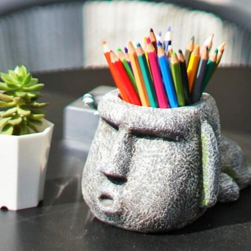 High Quality Creative Resin Flower Pot Stone Statue Pen Holder School Office Supplies Stationery Student Gift Home Decoration