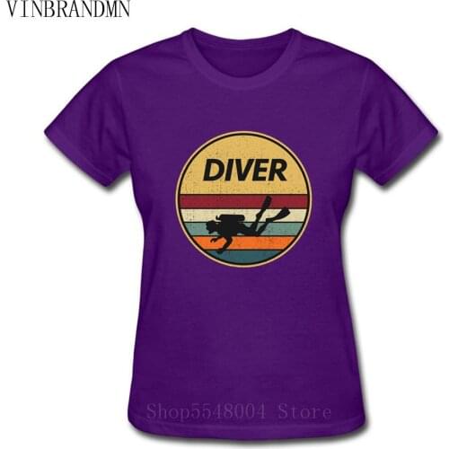 Vintage Fashion Hawaii Summer Scuba Dive T Shirts Womens Diving Logo Printed T-Shirts Scuba Diving Tshirt Retro Diver Tee Shirt