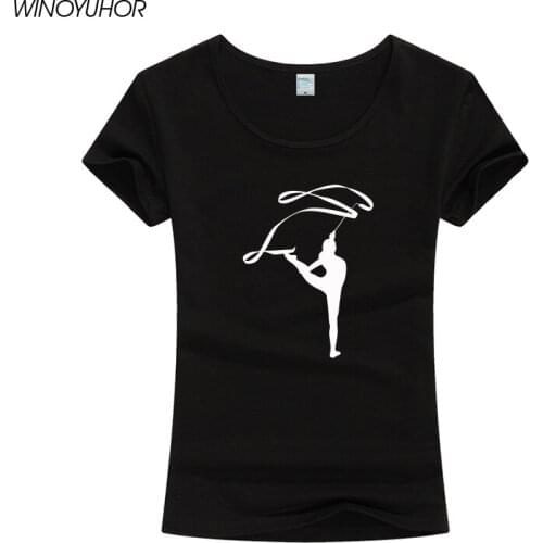 New Fashion Womens Rhythmic Gymnastics Love Printed Cotton Female T-shirt Summer Fashion Short Sleeve Tops Tee Femenina