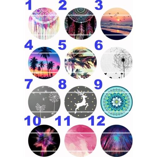 Handmade Colorful picture Round Glass Cabochons Refrigerator magnet for Necklace Decoration and Phone Chain Accessaries65