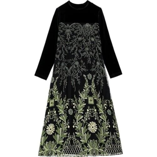 Gold Velvet Dress Autumn And Winter Womens Clothes 2020 New Retro Long Sleeve Female Temperament Slim Plus Size Vestidos