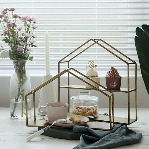 SWEETGO Gold storage racks decorating for wedding dessert table home decoration perfume display Green planting holders