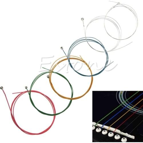 1 Set 6Pcs Rainbow Colorful Color Strings for Acoustic Guitar Ukulele Instrument