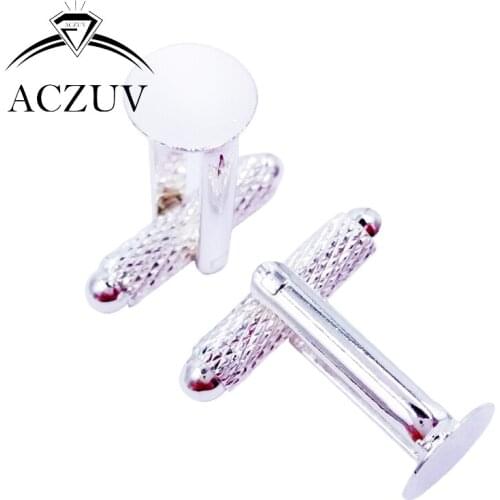 100pcs 6mm 8mm 10mm 12mm Glue Pad Silver Plated Bezel Blank Cufflinks Base Reticulate Stick Cufflink Blanks Findings RPCL002