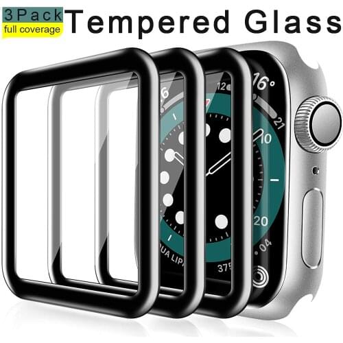 3D Tempered Glass Screen Protector for Apple Watch Series 6 5 4 SE 44mm 40mm Full Cover Protective Film for iWatch 3 2 42mm 38mm
