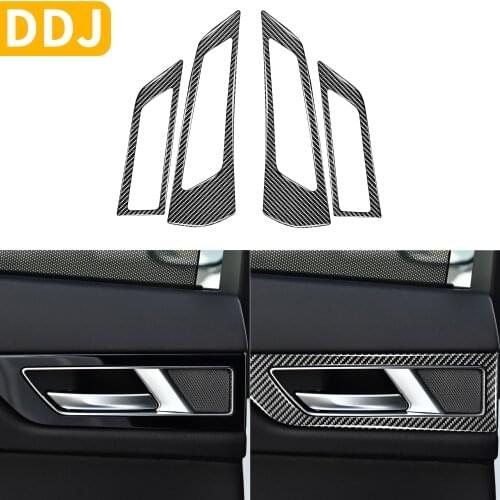 For Jaguar XE X760 Interior Carbon Fiber Decorative Accessories Door Handle Panel Trim Speaker Frame Cover Sticker 4pcs