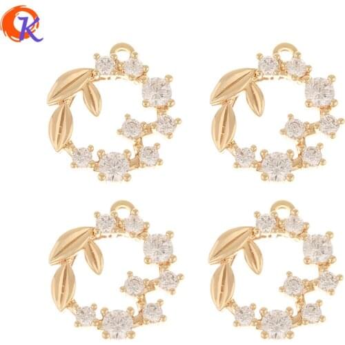 Cordial Design 30Pcs 14*15MM Jewelry Accessories/CZ Pendant/Hand Made/Genuine Gold Plating/Earring Findings/DIY Making/Charms