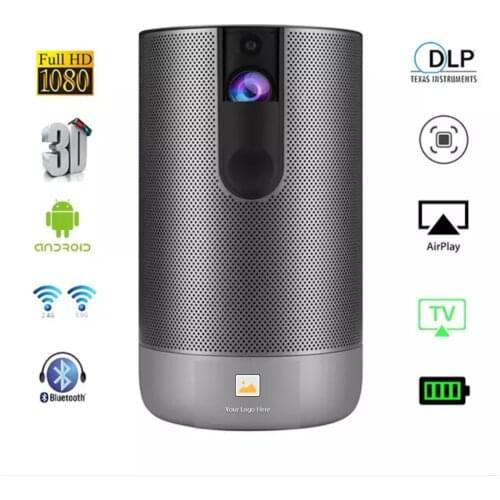 AYISA DLP Projector D9 1080p HD 3500 Lumens Android 7.1 WIFI 8000mAh Battery 3D 4K Projector Portable Home Theater auto-focus