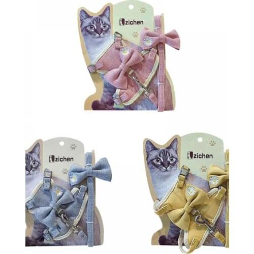 Bowknot Cat Collar Harness Leash Adjustable Nylon Pet Traction Harness Belt Cat Kitten Halter Collar Pet Products