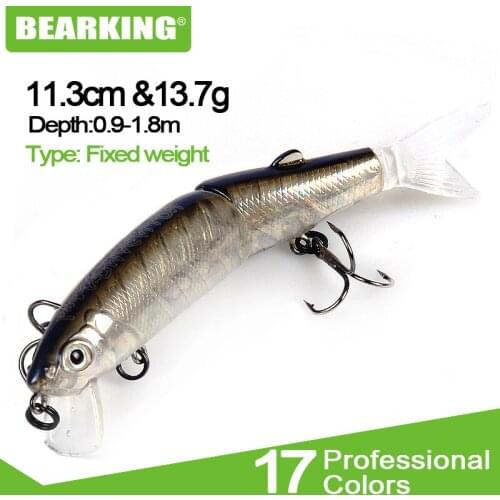 Bearking brand 1PCS Minnow Fishing Lure Laser Hard Artificial Bait 3D Eyes 11.3cm 13.7g Fishing Wobblers Crankbait Minnows
