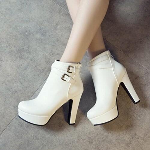 BLXQPYT 2019 Sales Super big size 34-50 Autumn Winter Anke Boots Womens Warm High Heels12cm Side Zipper Shoes woman quality 3001