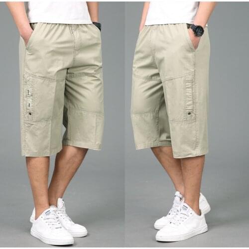 Mens Seven Points Pants 2020 Summer Pure Cotton Beach Pants Shorts Plus Size Loose Casual Pants Thin Streetwear Joggers Men