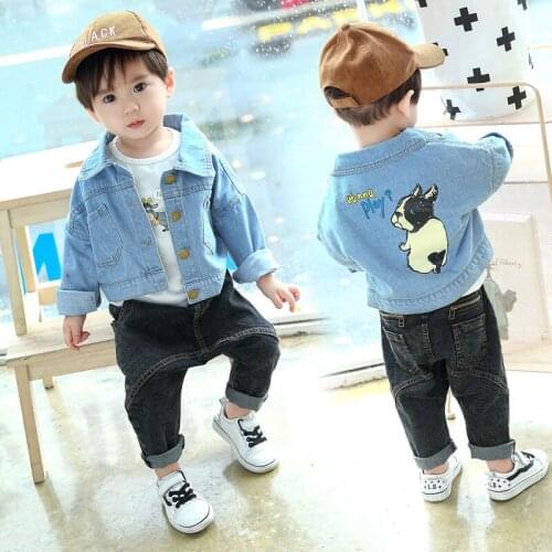 Girls Denim Jacket Boys Baby Spring And Autumn Clothing 1-9 Years Old Printed Cartoon Dog Baby Girl Coat