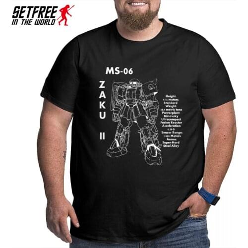 Gundam Zaku II Robot Anime T Shirt Harajuku Oversized O-neck Cotton Short Sleeve Custom T Shirt Homme
